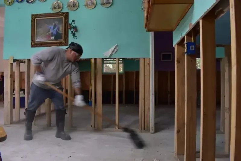 Floodwater inside a home after heavy rain